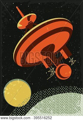Vector Illustration, Space Retro Postcard, Vector, Outer Space