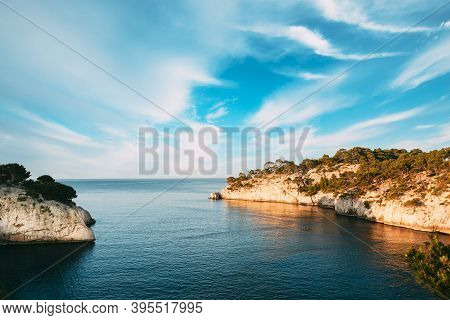 Cassis, Calanques, France. French Riviera. Beautiful Nature Of Cote De Azur On The Azure Coast Of Fr