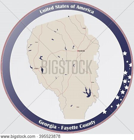 Large And Detailed Map Of Fayette County In Georgia, Usa.