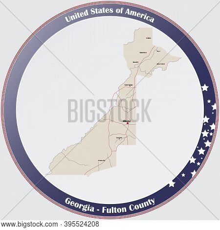 Large And Detailed Map Of Fulton County In Georgia, Usa.