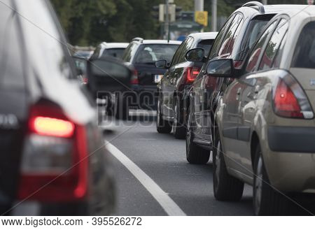 Traffic Jam And Waiting In The Car In The City