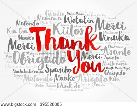 Thank You Word Cloud In Different Languages, Concept Background