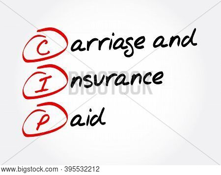 Cip - Carriage And Insurance Paid Acronym, Business Concept Background