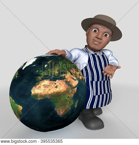3D Render of Cartoon Butcher Character
Map Source https://visibleearth.nasa.gov/collection/1484/blue-marble