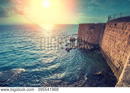 Old City Akko On The Seashore. Israel
