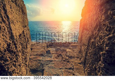 Wall Of The Fortress Of Old City Akko. Israel