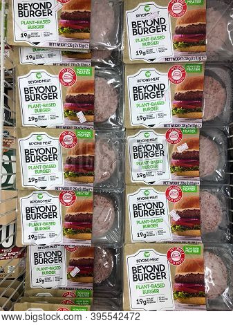 Tel Aviv, Israel - 5 October, 2020: Beyond Burger Packages For Purchase In A Local Supermarket.