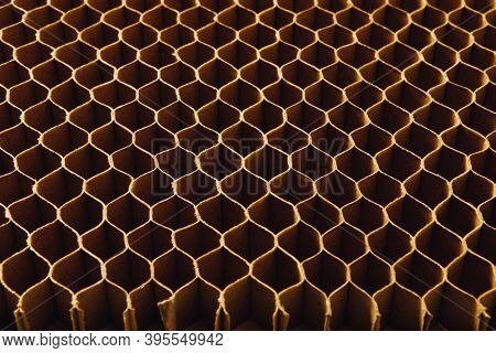 honeycomb cells of cardboard stiffening rib background