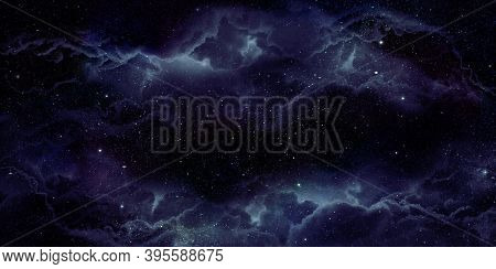 Realistic Nebula Space Background The Shining Stars Dragged With Stardust And The Fantasy Milky Way.