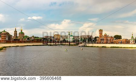 Yoshkar-ola, Mari El, Russia 30 July 2020: Arkhangelskaya Sloboda Quay Bruges City Viewselective Sof