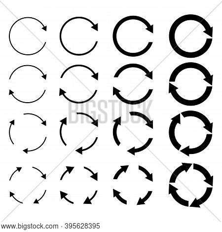 Round Shape. Circular Arrows. Set Arrow Icon. Process Timeline Chart. Stock Image.