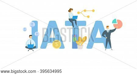 Iata, International Air Transport Association. Concept With Keywords, People And Icons. Flat Vector 