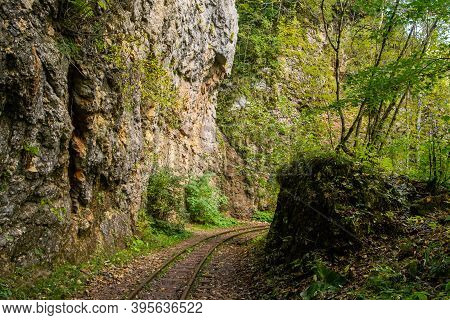 Old Narrow Gauge Railway. A Canyon Guamka, Path From Mezmay To Guamka. Russia, Krasnodar Region.