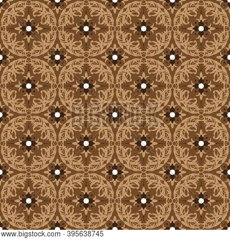 Cute Circle Patterns Design On Parang Batik With Smooth Mocca Color Concept.