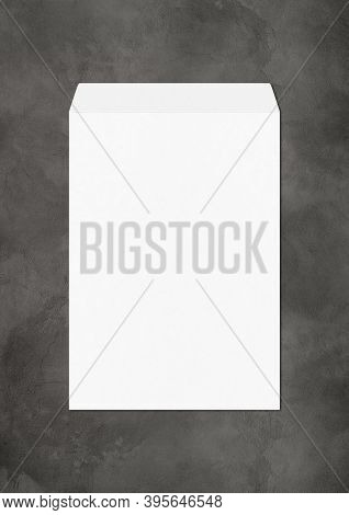 Large A4 White Enveloppe Mockup Template Isolated On Dark Concrete Background