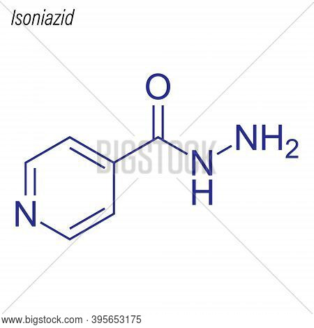 Vector Skeletal Formula Of Isoniazid. Drug Chemical Molecule.
