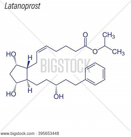 Vector Skeletal Formula Of Latanoprost. Drug Chemical Molecule.