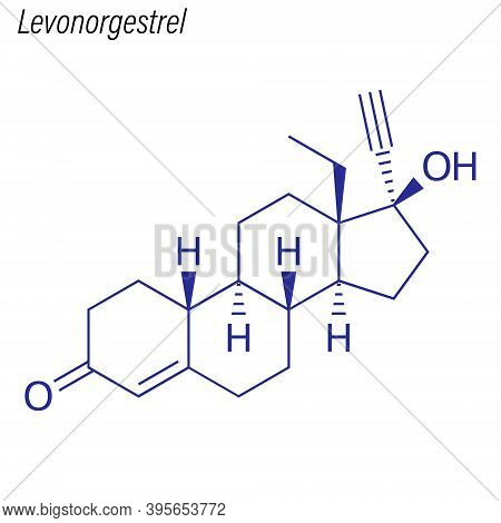 Vector Skeletal Formula Of Levonorgestrel. Drug Chemical Molecul