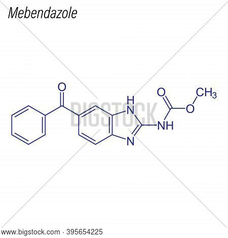 Vector Skeletal Formula Of Mebendazole. Drug Chemical Molecule.
