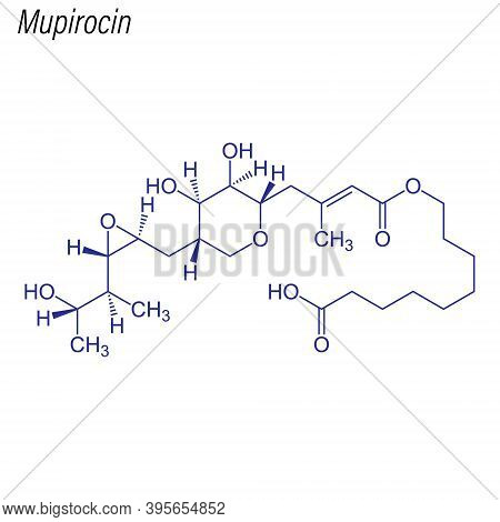Vector Skeletal Formula Of Mupirocin. Drug Chemical Molecule.