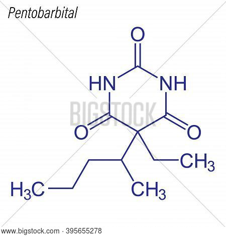 Vector Skeletal Formula Of Pentobarbital. Drug Chemical Molecule