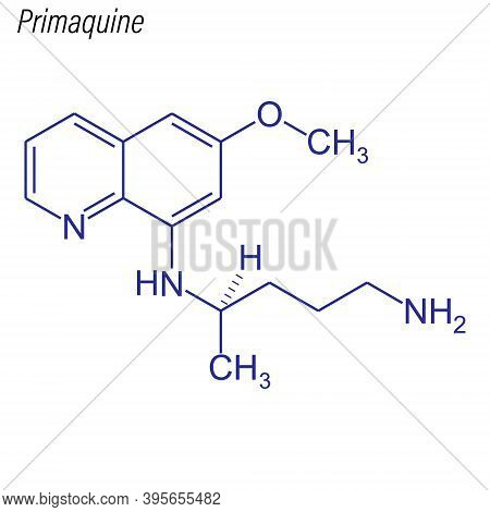 Vector Skeletal Formula Of Primaquine. Drug Chemical Molecule.