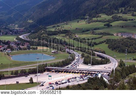 Toll Station Or Toll Plaza At The Motorway Or Freeway