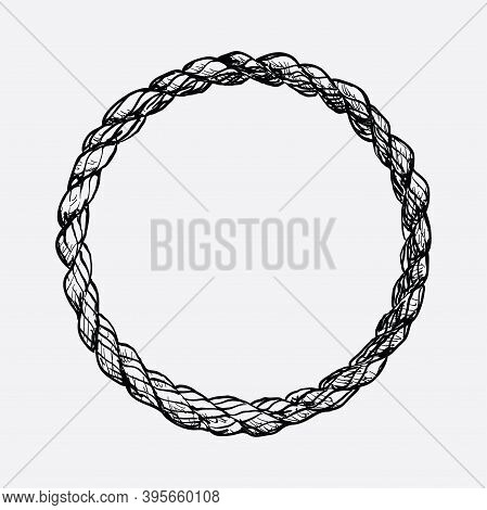 Round Rope Hand Drawn Frame Vector Template Illustration