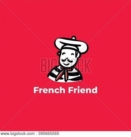 French Artist Creative Character Mascot Illustration Logo Design Concept