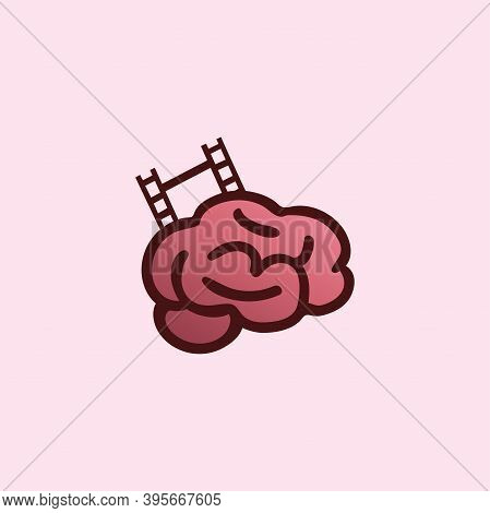 Brain With Film Strip Icon And Logo Design Template Vector