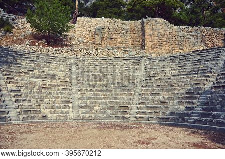 Amphitheater  Ancient Lycian City Of Arykanda. Antalya-turkey. Unique Lycian City, Built Upon Five L