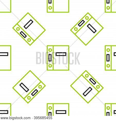 Line Office Folders With Papers And Documents Icon Isolated Seamless Pattern On White Background. Of