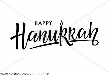 Happy Hanukkah Logotype, Badge, Icon Typography. Calligraphy Lettering Of Jewish Holiday Logo Templa