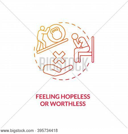 Feeling Hopeless And Worthless Concept Icon. Sad Symptom Idea Thin Line Illustration. Chronic Fatigu