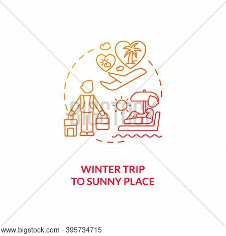 Winter Trip To Sunny Place Concept Icon. Tips To Ease Sad Idea Thin Line Illustration. Seeking Refug