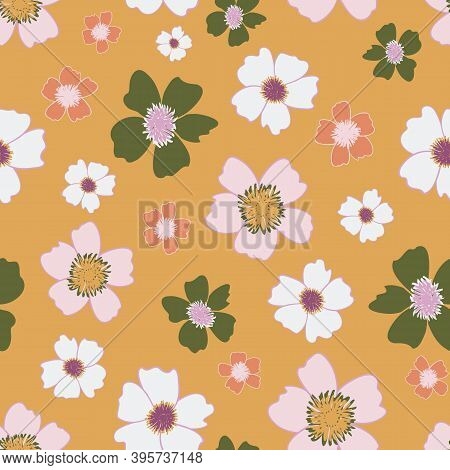 Yellow And Green Floral Seamless Pattern Background