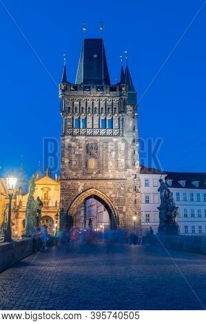Prague, Czech Republic - July 9, 2020: Old Town Bridge Tower (staromestska Mostecka Vez) At Charles 