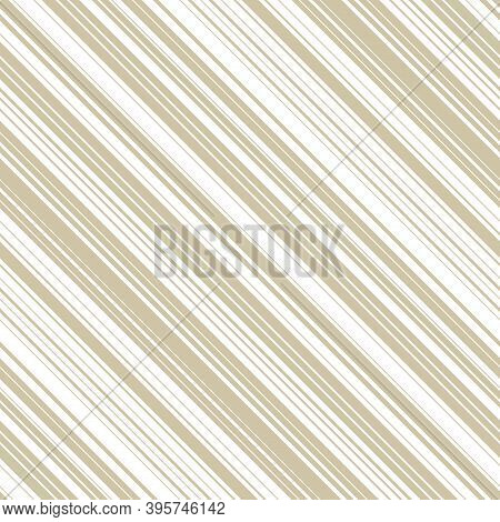 Golden Diagonal Stripes Pattern. Simple Vector Seamless Texture With Thin Slanted Lines, 45 Degrees 