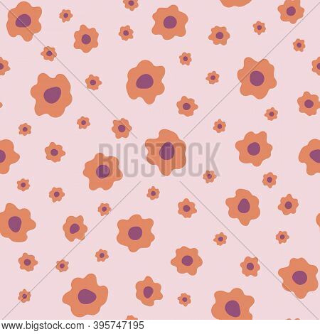 Orange And Purple Ditsy Floral Seamless Pattern Background