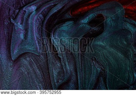 Multichrome Liquid Nail Polish, Abstract Banner With Copy Space.make Up Concept.creative Wave Of Liq