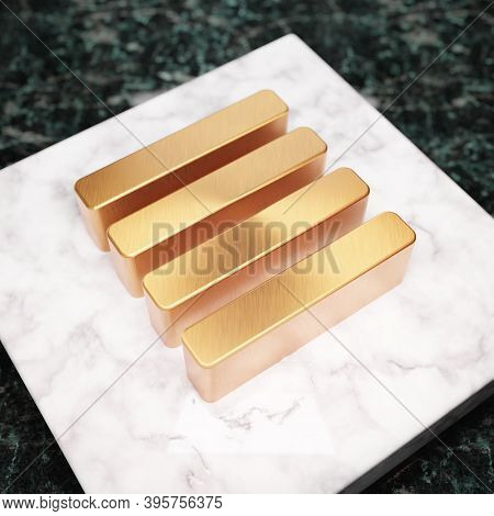 Text Align Justify Icon. Bronze Text Align Justify Symbol On White Marble Podium. Icon For Website, 