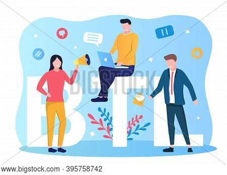 Below The Line Communication With Customer. Concept Of Marketing Strategy Of Product Promotion And D