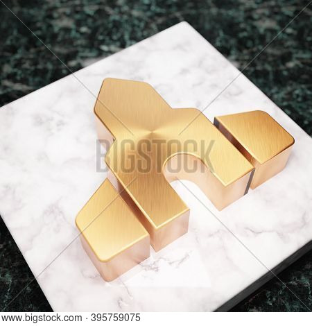 Place Of Worship Icon. Bronze Place Of Worship Symbol On White Marble Podium. Icon For Website, Soci