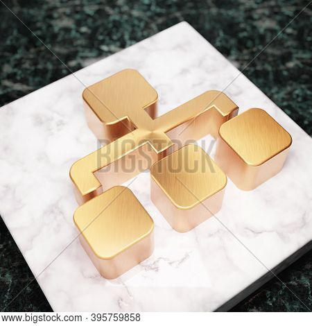 Sitemap Icon. Bronze Sitemap Symbol On White Marble Podium. Icon For Website, Social Media, Presenta