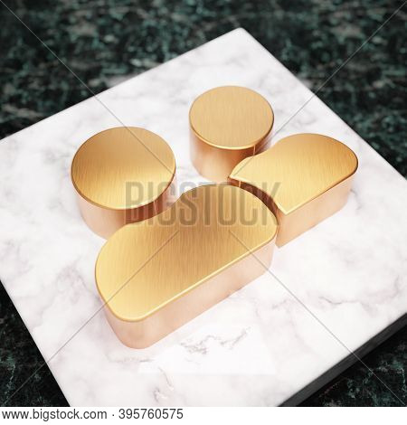 User Friend Icon. Bronze User Friend Symbol On White Marble Podium. Icon For Website, Social Media, 