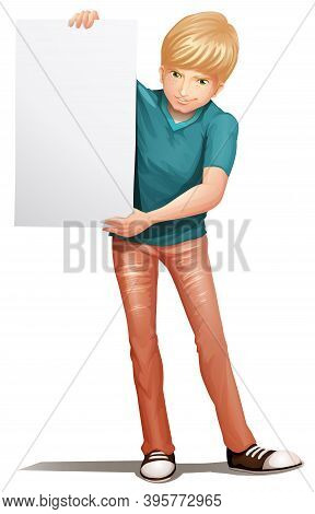 A Handsome Man Holding An Empty Board