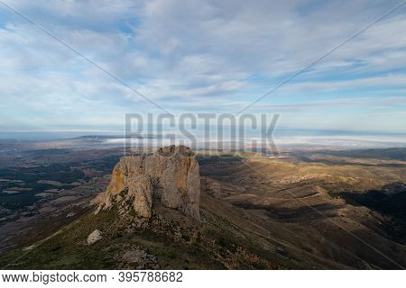 View Of The Aragonese Plains Surrounding Moncayo From The Peñas De Herrera During Sunset, In Aragon,