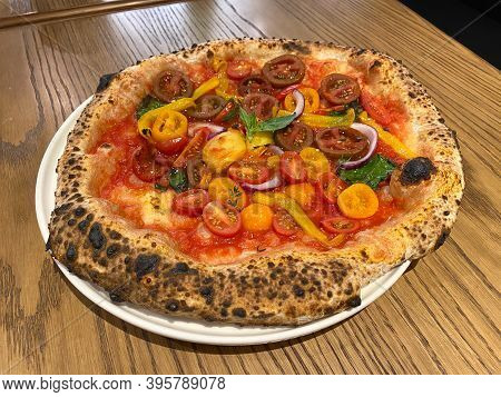 Traditional Neapolitan Pizza. Classic Original Dough Recipe. Ready To Serve And Eat / Napolitan. Tom