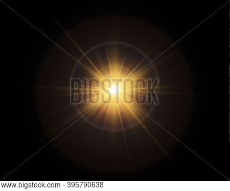 Light On Black Background.lens Flare Light On Black Background.