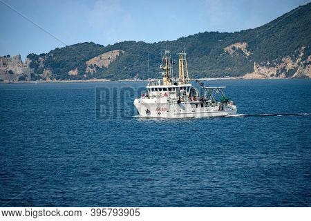 La Spezia, Italy - July 21, 2020: Italian Ship Leonardo A 5301, Nato Coastal Research Vessel (crv), 